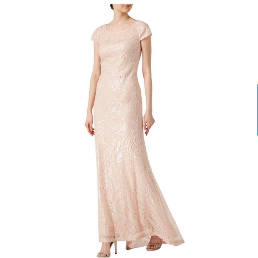 Calvin Klein Blush Sequin Floor Length Gown
